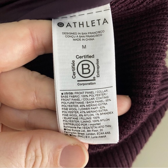 Athleta 464618 Hanover Hybrid Vest Medium Spiced Cabernet Wool Blend Puffer Knit - Picture 9 of 12